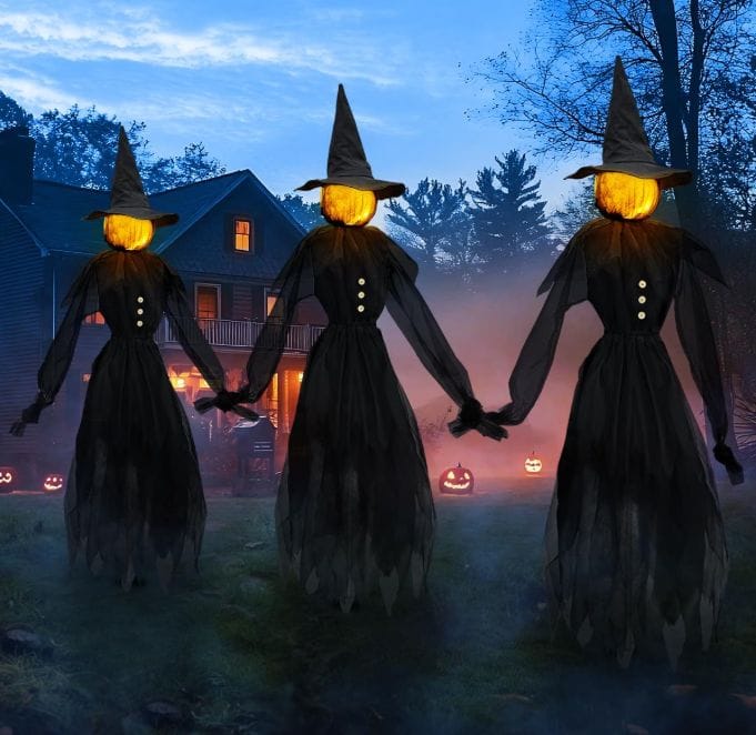 4.9 FT Lighted Halloween Witch Decorations
