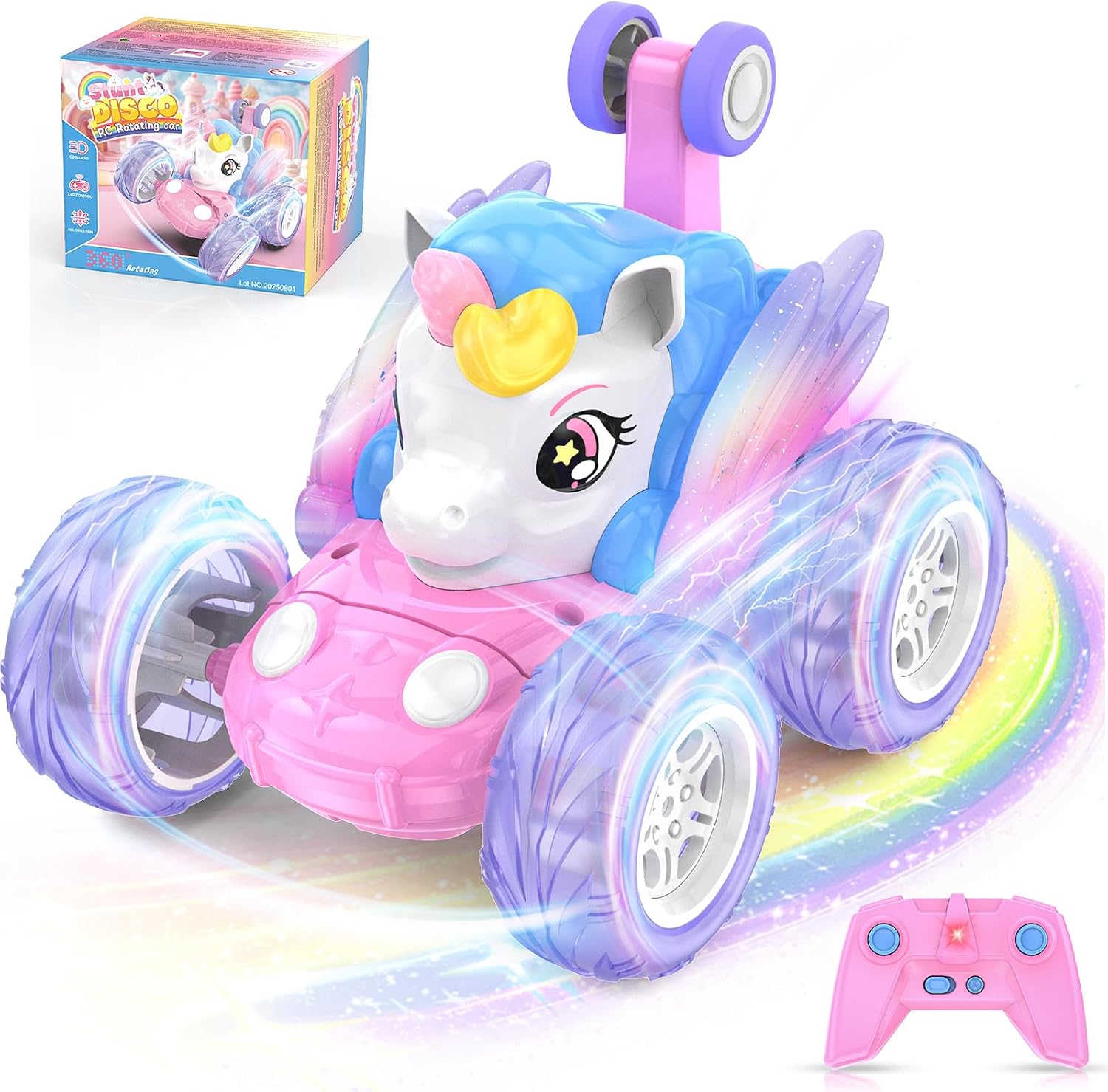 Buerfly Unicorn RC Stunt Car – Colorful 360° Flip & Spin Toy