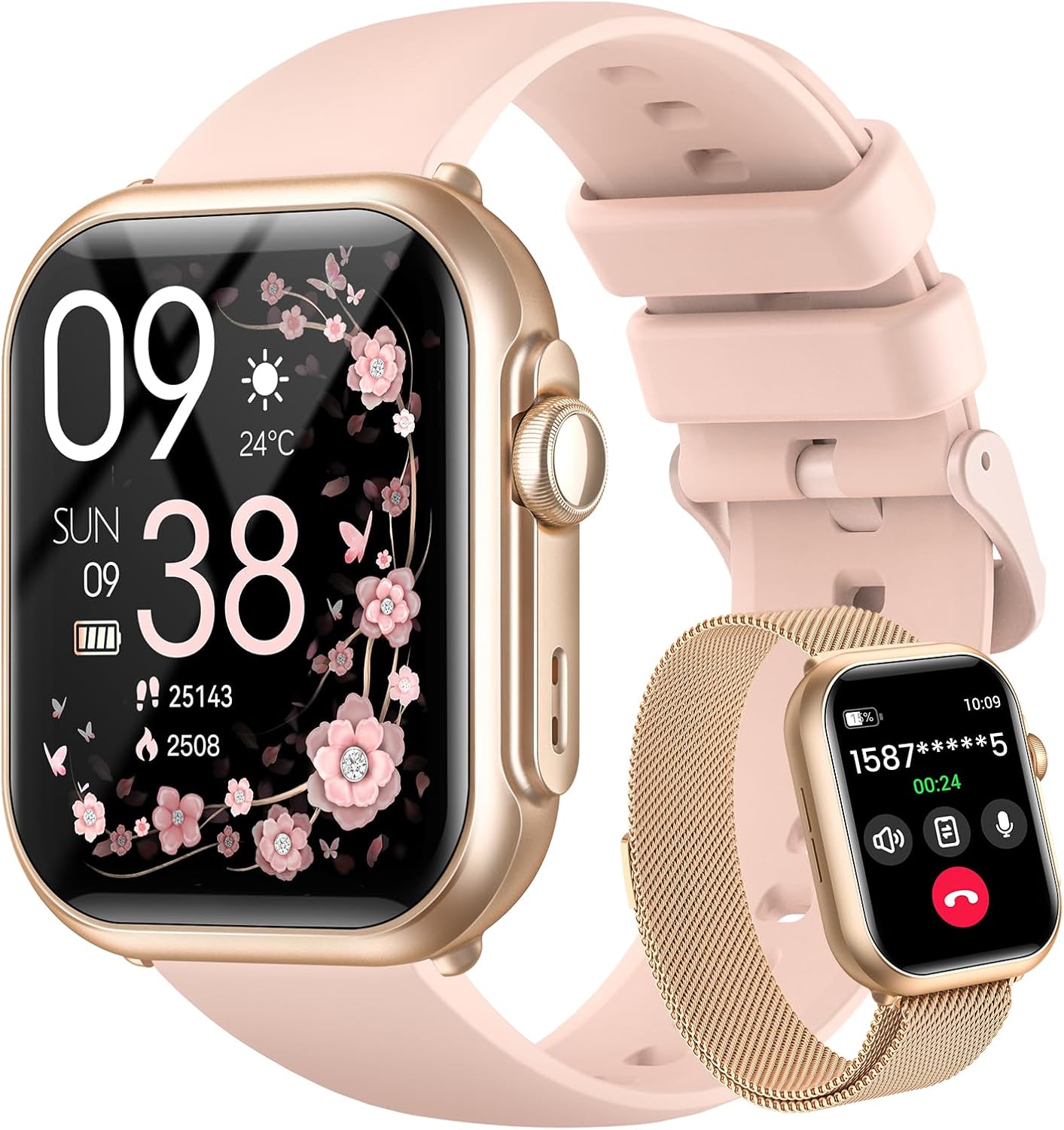 Smart Watches for Women,1.85" HD Smart Watch Fitness Trackers, with 2 Bands